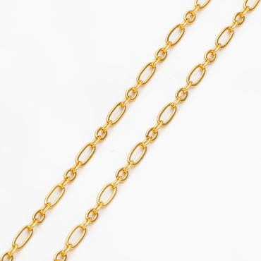 Gold/ rhodium/ Rose Gold plated Brass Oval Cable Chains 2.4mm, Figaro Chain Supplies Wholesale (#LK-285)/ 1 Meter=3.3 ft