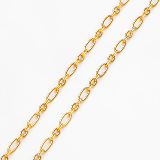 Gold/ rhodium/ Rose Gold plated Brass Oval Cable Chains 2.4mm, Figaro Chain Supplies Wholesale (#LK-285)/ 1 Meter=3.3 ft