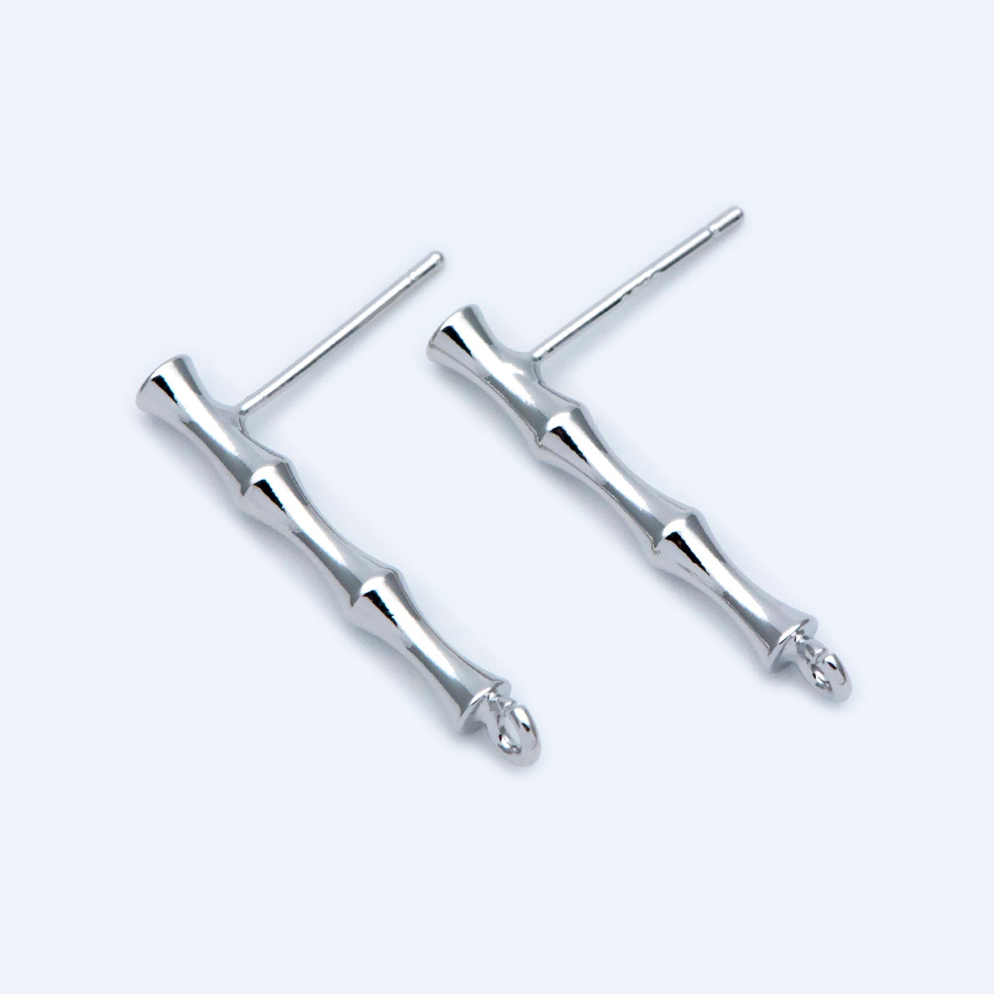 10pcs Gold/ Silver Tone Bar Ear Studs 24mm, Gold plated Brass Stick Earrings (#GB-1460)