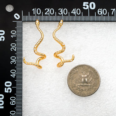 4pcs CZ Pave Gold Snake Climber Earrings, 18K Gold plated Brass, Animal Crawler Earrings (GB-4149)