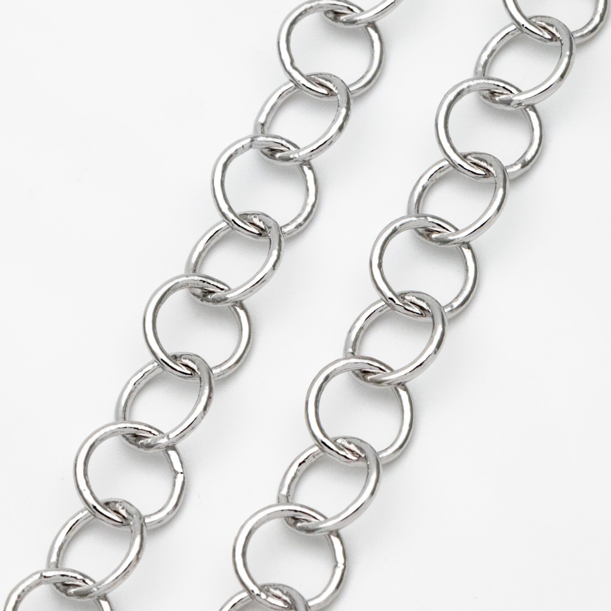 Gold/ Silver/ Rose Gold Round Loop Chain 8mm, 18K Real Gold/ Rhodium plated Brass, Circle Link Chains (#LK-413)/ 1 Meter=3.3ft