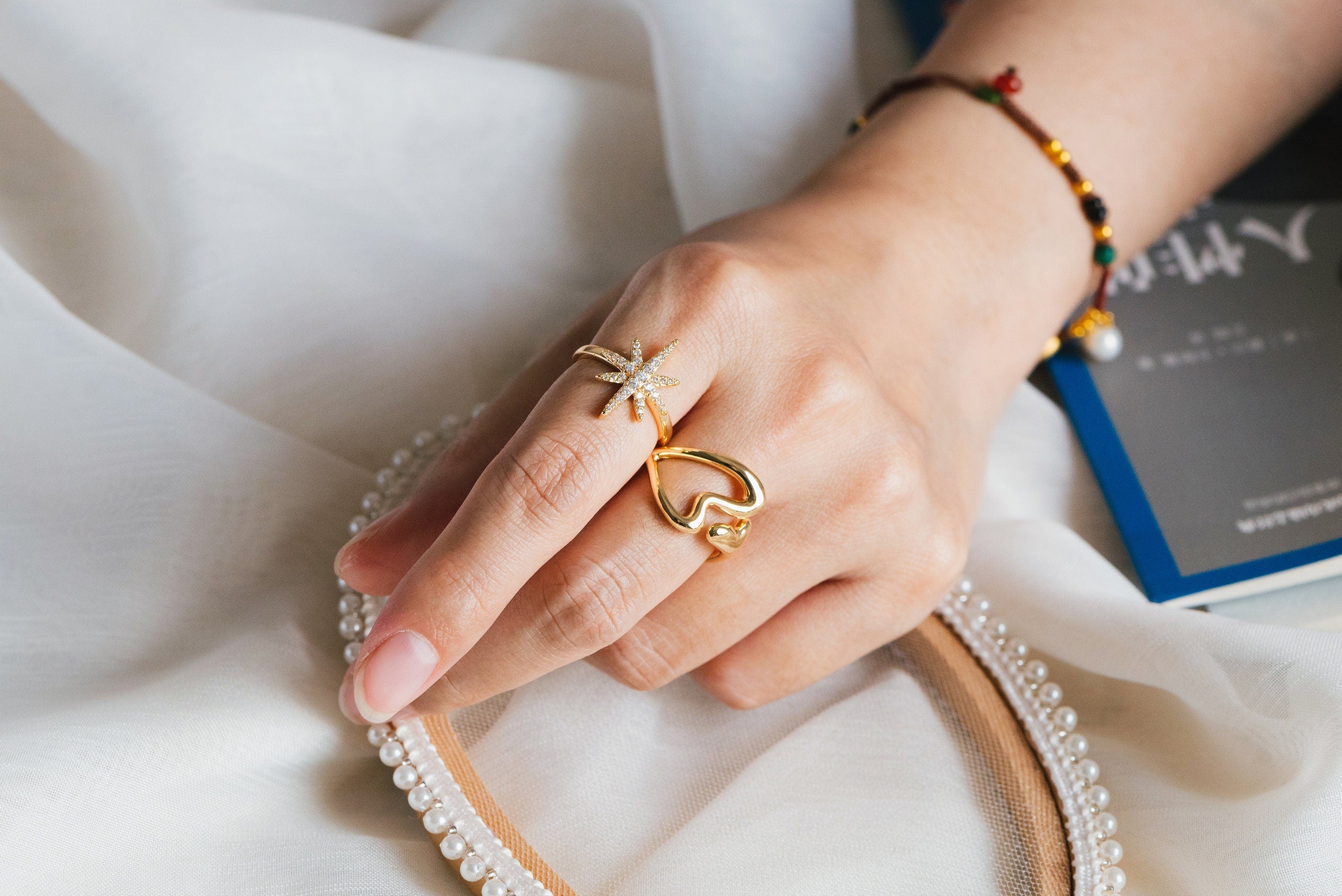 4pcs Gold Heart Ring, Everyday Ring, Fashion Rings, Adjustable Ring, Minimalist Ring (#GB-3624)