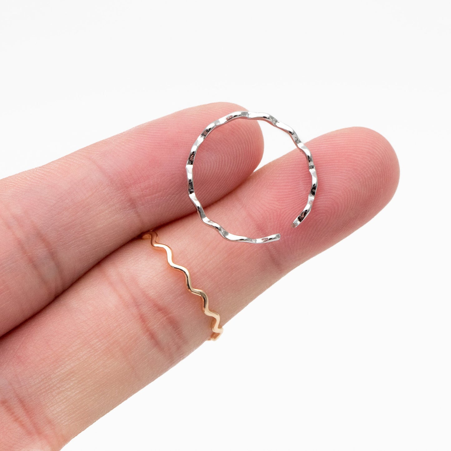 4pcs Gold/ Silver Wave Ring, Finger Ring, Everyday Ring, Modern Style Ring, Fashion Rings, Dainty Rings (#JZ-018-D)