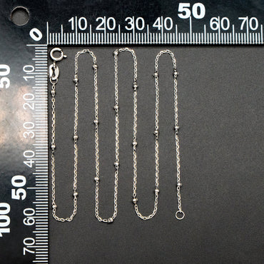 Sterling Silver .925 Beaded Necklaces, Rhodium plated Chains, 0.9mm Cable Chains with 2.5mm Round Ball Beads, 18 Inch Ready to Wear (CY-015)