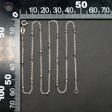 Sterling Silver .925 Beaded Necklaces, Rhodium plated Chains, 0.9mm Cable Chains with 2.5mm Round Ball Beads, 18 Inch Ready to Wear (CY-015)