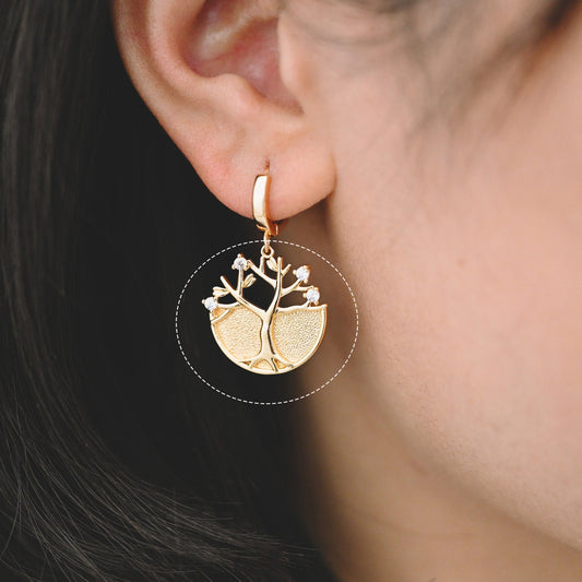 10pcs CZ pave Gold Life Tree Charm, Earring Findings, Jewelry Making, Diy Material, Jewelry Supplies (GB-2007)