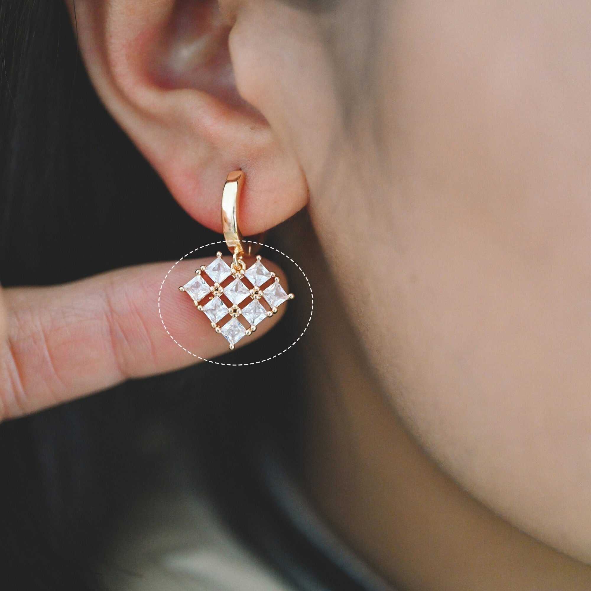 4pcs CZ pave Gold Heart Charms 14x17mm, Gold Plated Brass Heart Pendants (GB-2782-K)