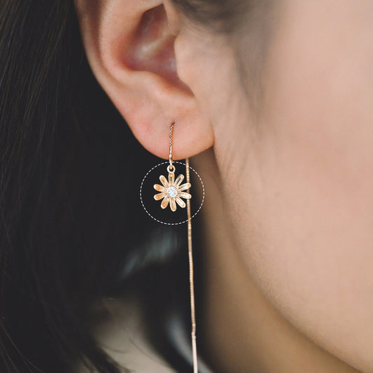 4pcs Gold CZ Flower Charms 11x10mm, 18K Real Gold plated Brass, Floral Earring Pendants (GB-321-F)