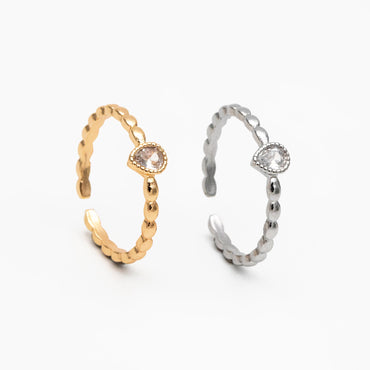 4pcs CZ Pave Gold/ Silver Teardrop Ring, Dainty Ring, Thin Ring, Everyday Ring (#JZ-022-B)