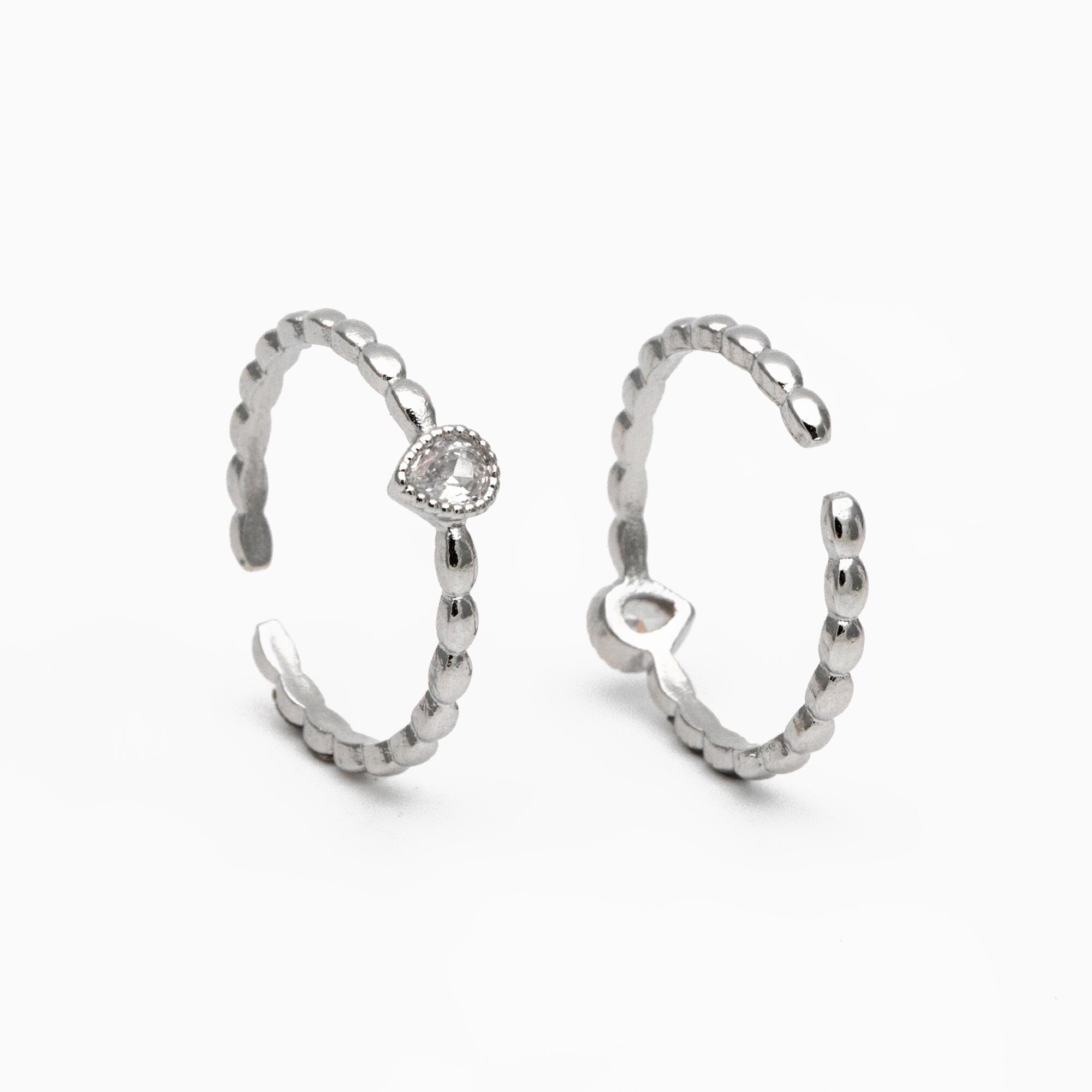 4pcs CZ Pave Gold/ Silver Teardrop Ring, Dainty Ring, Thin Ring, Everyday Ring (#GB-4171)