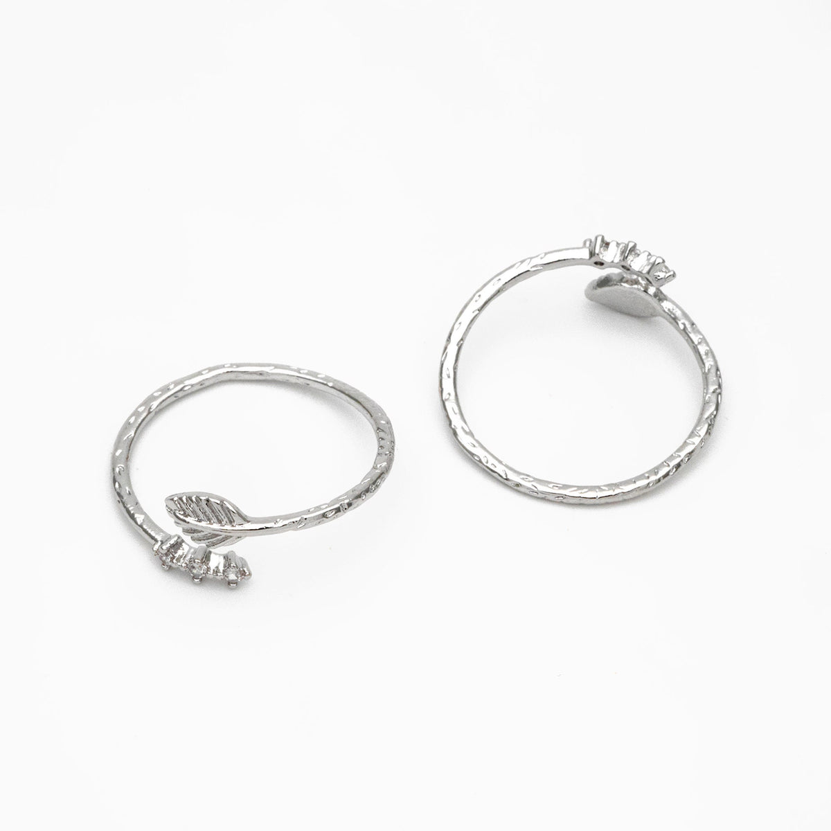 4pcs CZ Pave Gold/ Silver Leaf Ring, Dainty Rings, Adjustable Ring, Statement Ring (#JZ-022-C)