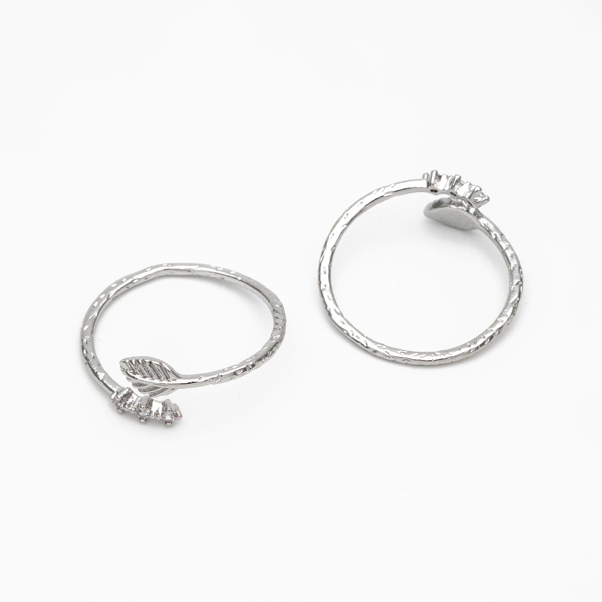 4pcs CZ Pave Gold/ Silver Leaf Ring, Dainty Rings, Adjustable Ring, Statement Ring (#JZ-022-C)