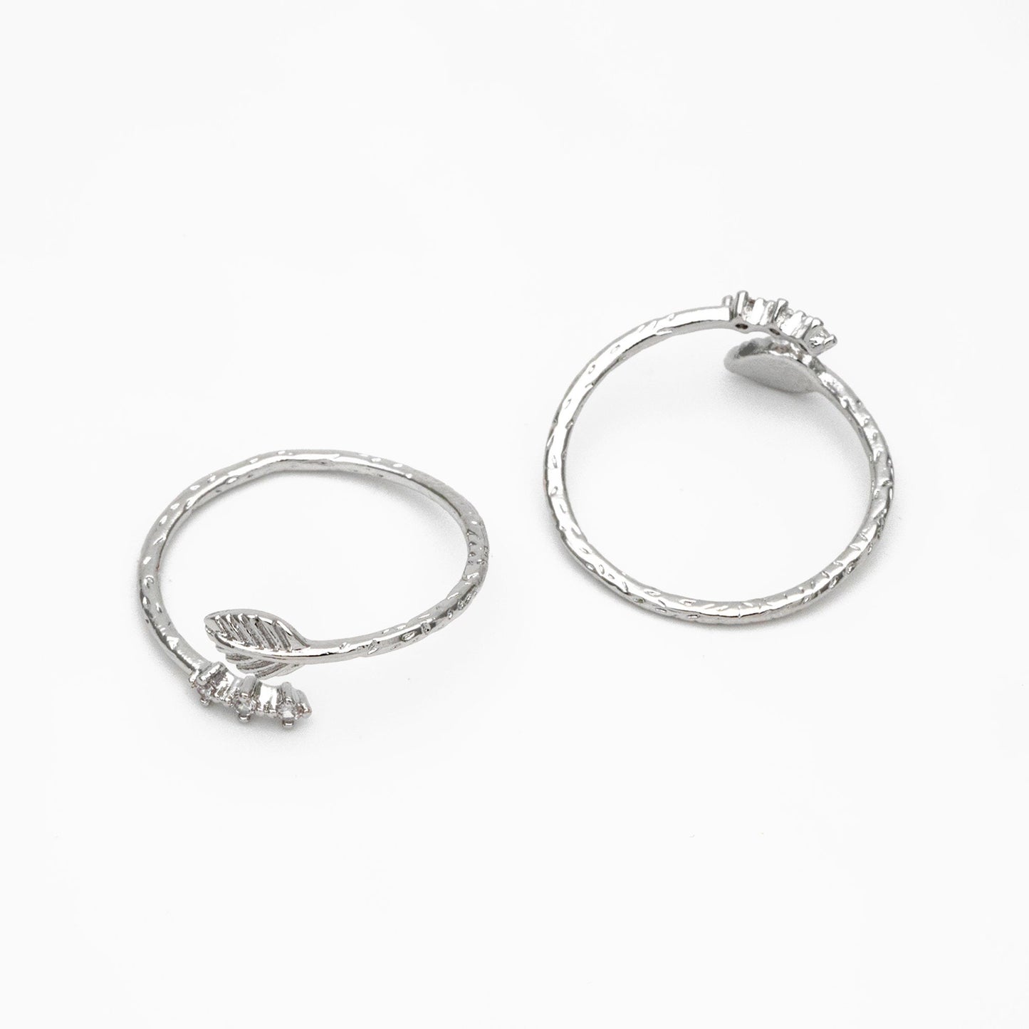 4pcs CZ Pave Gold/ Silver Leaf Ring, Dainty Rings, Adjustable Ring, Statement Ring (#JZ-022-C)