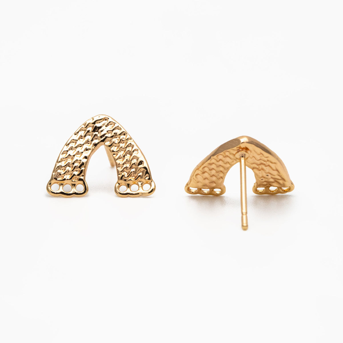 10pcs Gold V-Shaped Earring with Holes, 18K Gold plated Brass Stud Earrings (GB-3226-B)