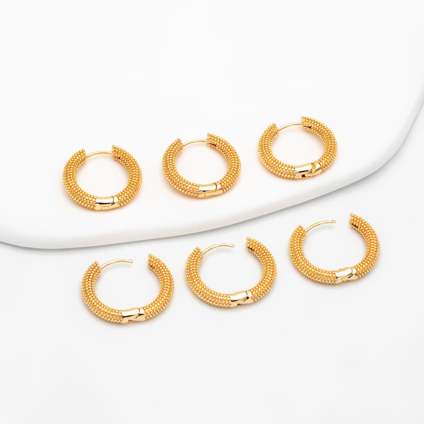 4pcs Gold Hoop Earrings 18mm, 18K Gold plated Brass, Round Circle Earring (GB-4186)