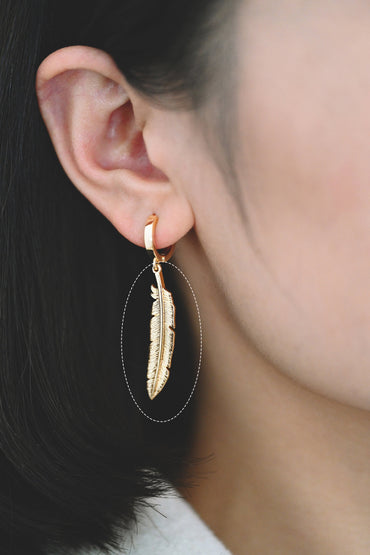 4pcs Gold/ Silver Tone Feather Pendants 37x8mm, 18K gold/ rhodium plated Brass Feather Charms, Lead Nickel Free (GB-383-C)