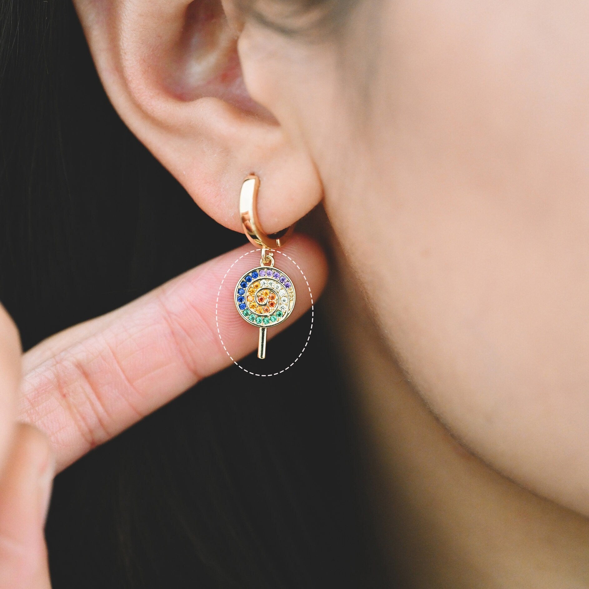 4pcs Colourful CZ pave Lollipop Charm, Candy Charm, Kawaii Charm (GB-1590)