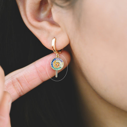 4pcs Colourful CZ pave Lollipop Charm, Candy Charm, Kawaii Charm (GB-1590)