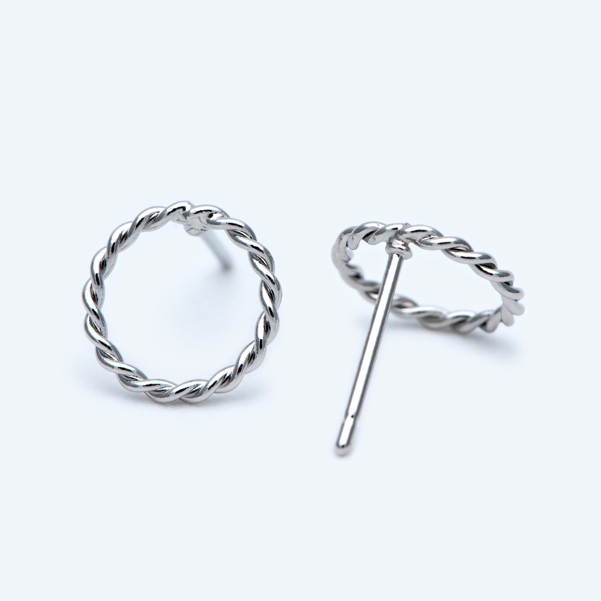 10pcs Gold/ Silver Circle Ear Posts 10mm, 18K Gold/ Rhodium plated Brass, Geometric Ring Stud Earrings (#GB-939)