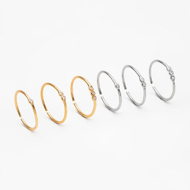 4pcs CZ Pave Gold/ Silver Minimalist Ring, Dainty Ring, Thin Ring, Weeding Ring (#GB-4170)