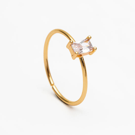 4pcs CZ Pave Gold/ Silver Rectangle Ring, Dainty Ring, Thin Ring, Everyday Ring (#JZ-014-B)