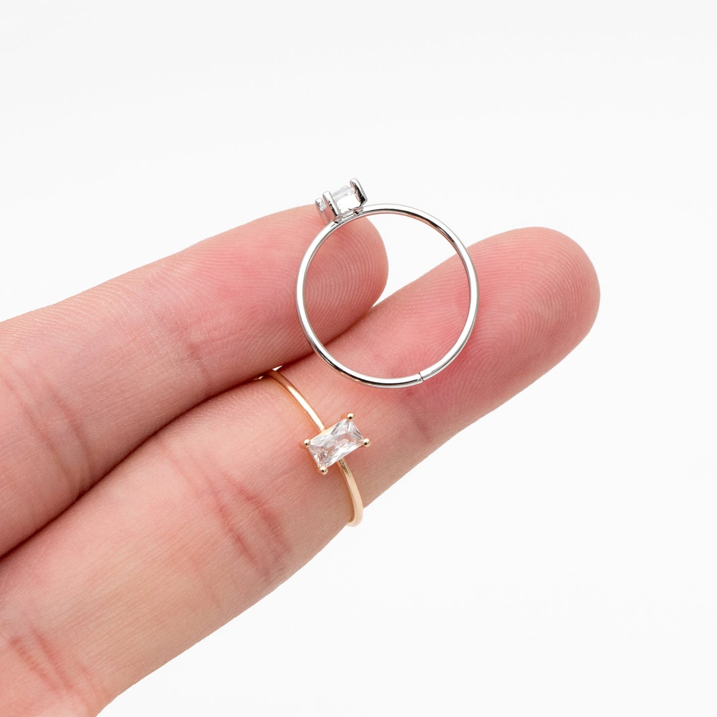 4pcs CZ Pave Gold/ Silver Rectangle Ring, Dainty Ring, Thin Ring, Everyday Ring (#JZ-014-B)