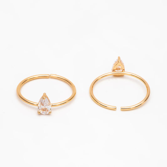 4pcs CZ Pave Gold/ Silver Teardrop Ring, Dainty Ring, Thin Ring, Everyday Ring (#JZ-014-C)