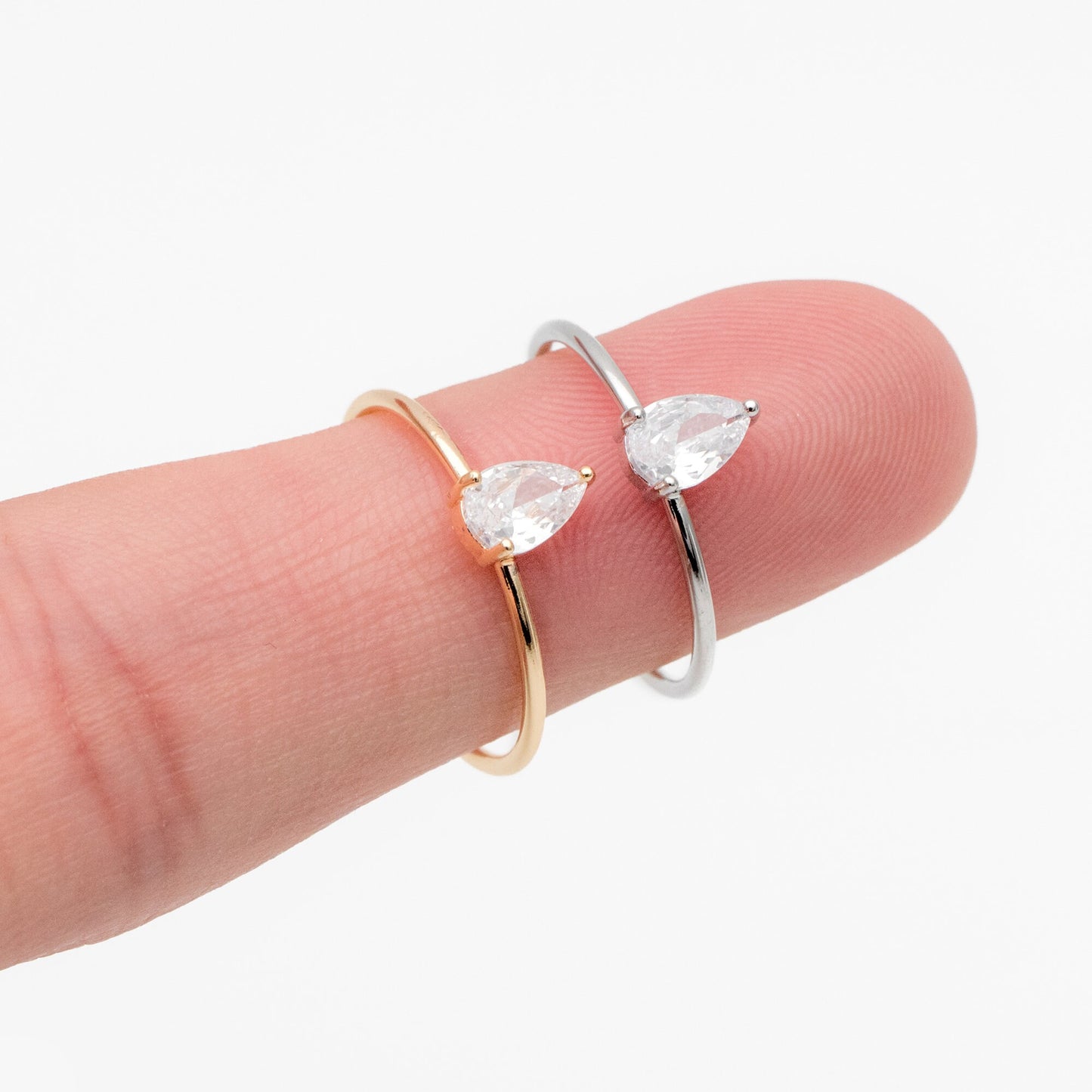 4pcs CZ Pave Gold/ Silver Teardrop Ring, Dainty Ring, Thin Ring, Everyday Ring (#JZ-014-C)