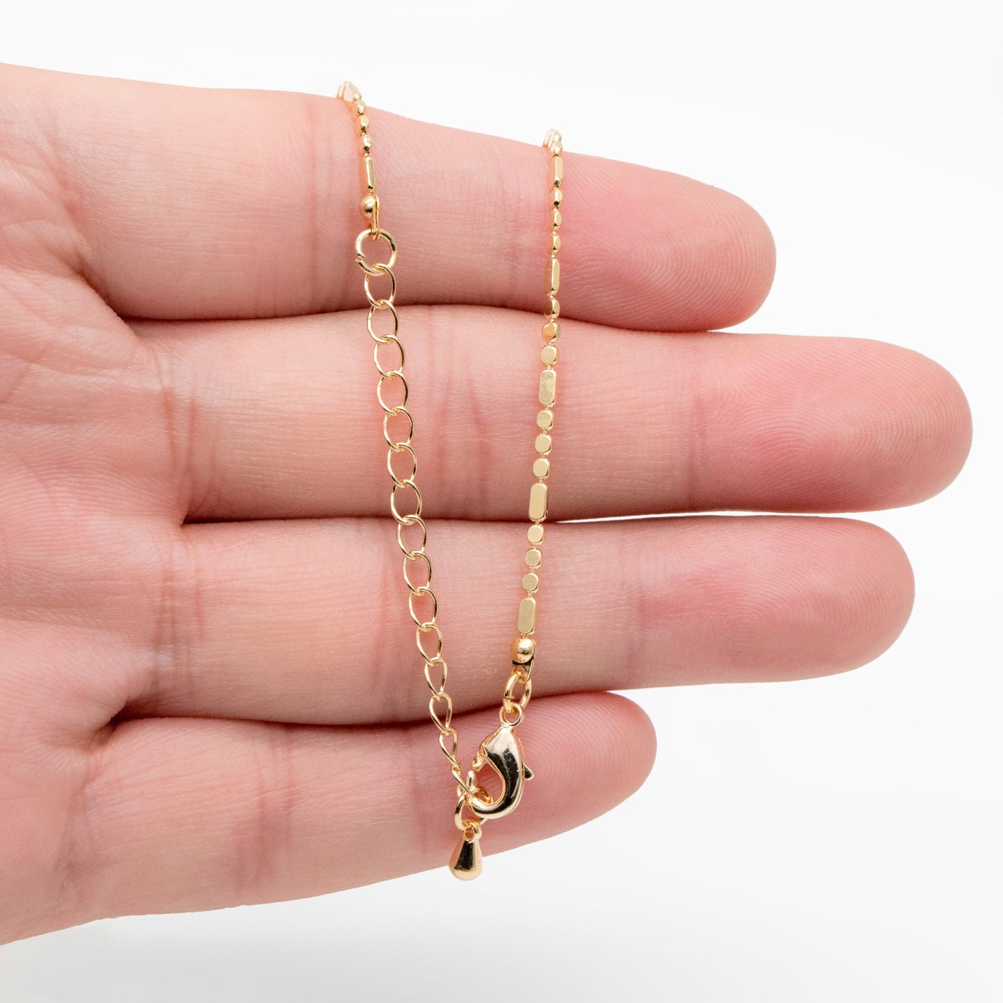 Gold plated Chain Bracelet/ Anklet/ Necklace, 16-18 inch with Extender Adjustable, Ready to Wear (#LK-590)