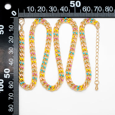Gold plated Brass Curb Chains, Finished Enamel Bracelet/ Anklet/ Necklace with Extender Chain, Ready to Wear (#LK-594)