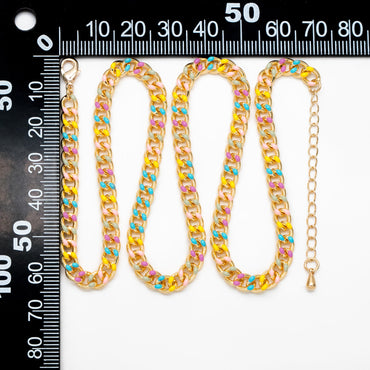 Gold plated Brass Curb Chains, Finished Enamel Bracelet/ Anklet/ Necklace with Extender Chain, Ready to Wear (#LK-594)