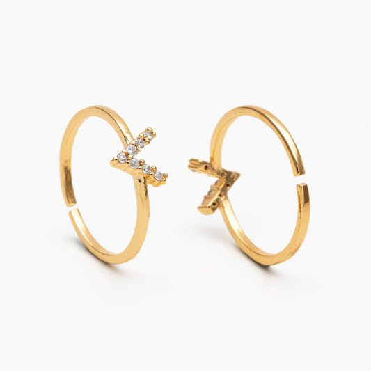 4pcs CZ Pave Gold/ Silver V Ring, Dainty Ring, Thin Ring, Everyday Ring (#GB-4216)