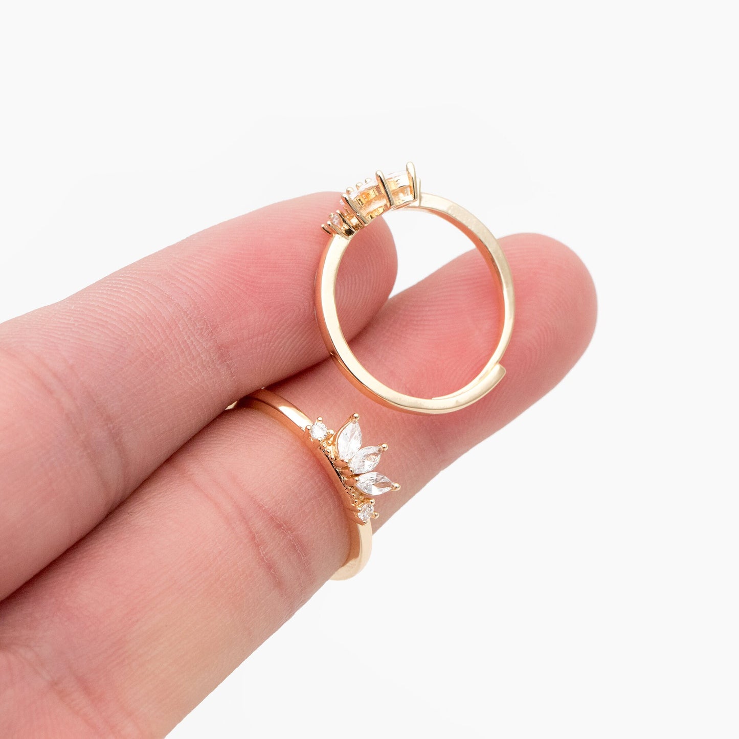 4pcs CZ Pave Crown Ring, Modern Style Ring, Fashion Rings, Dainty Rings, Adjustable Ring (#JZ-021-D)