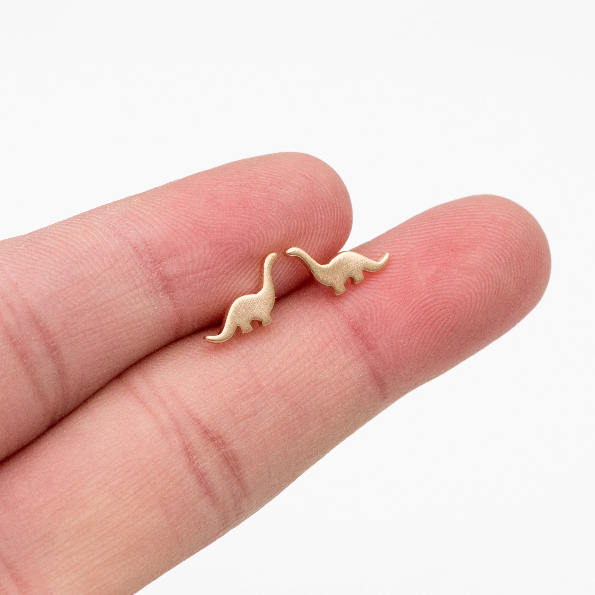 10pcs Gold/ Silver Brushed Dinosaur Earrings 6.5x10mm, Tiny Stud Earrings (GB-4209)