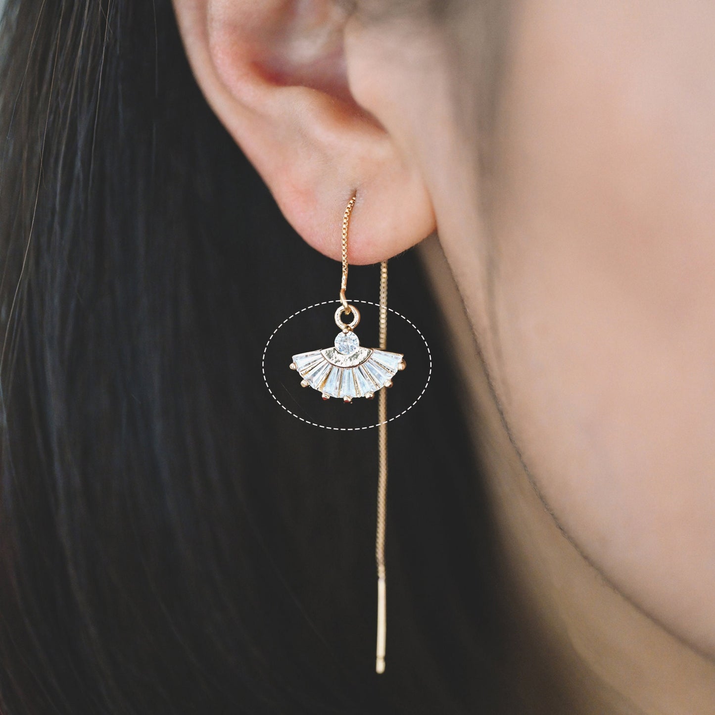 4pcs CZ Pave Gold/ Silver Fan Shaped Charm Connectors 14mm, 18K Gold plated on Brass (GB-539)