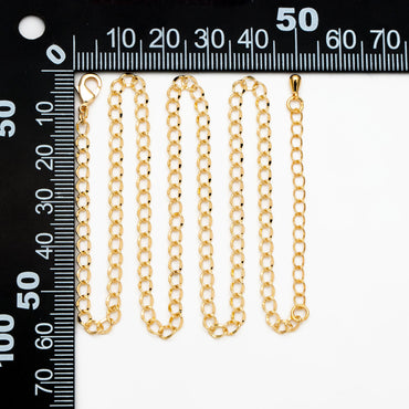 Gold Curb Chains 3mm, Finished Bracelet/ Anklet/ Necklace with Extender Chain, Ready to Wear (#LK-277)