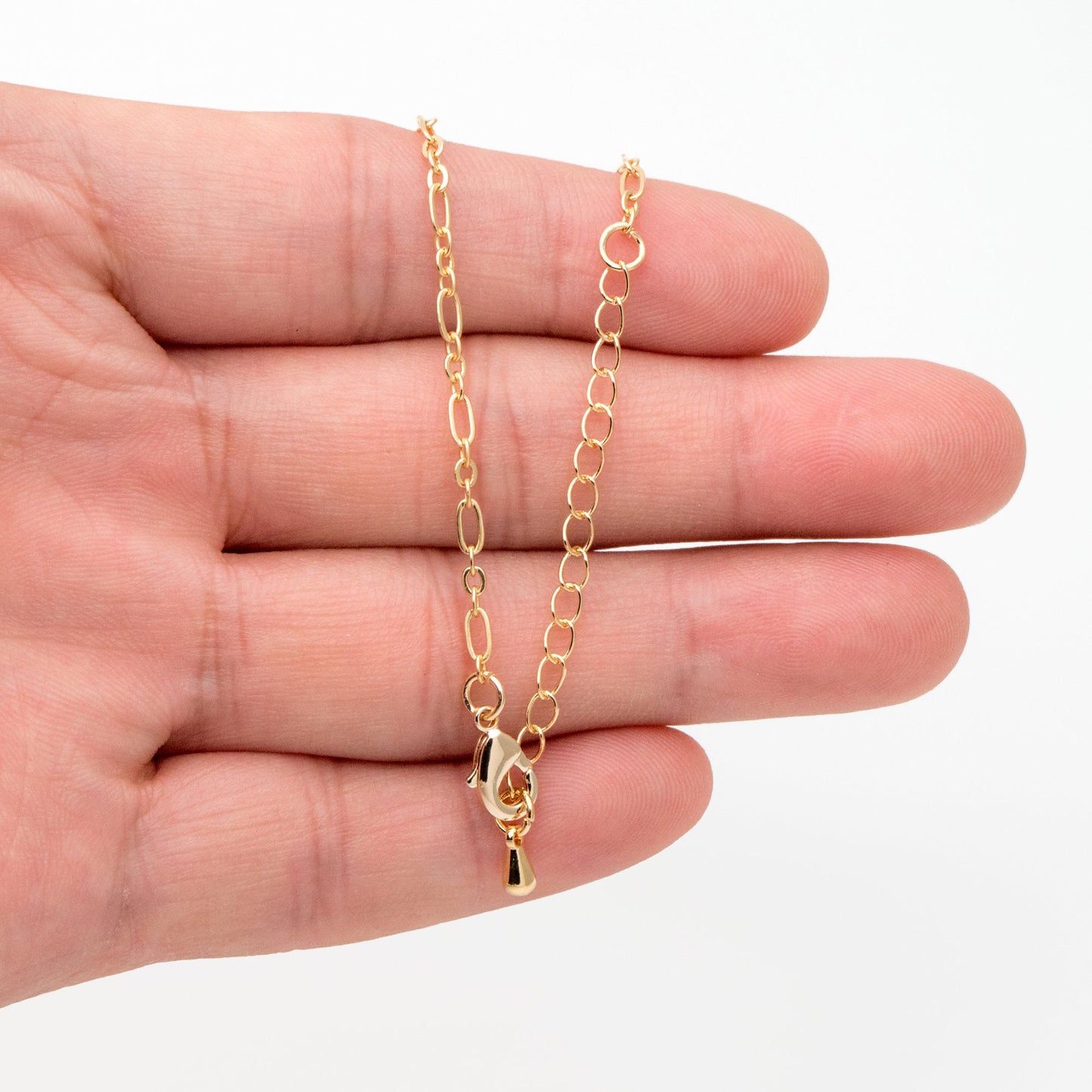 Gold/ Silver/ Rose Gold Oval Cable Chains 2.4mm, Finished Bracelet/ Anklet/ Necklace with Extender Chain, Ready to Wear (#LK-285)