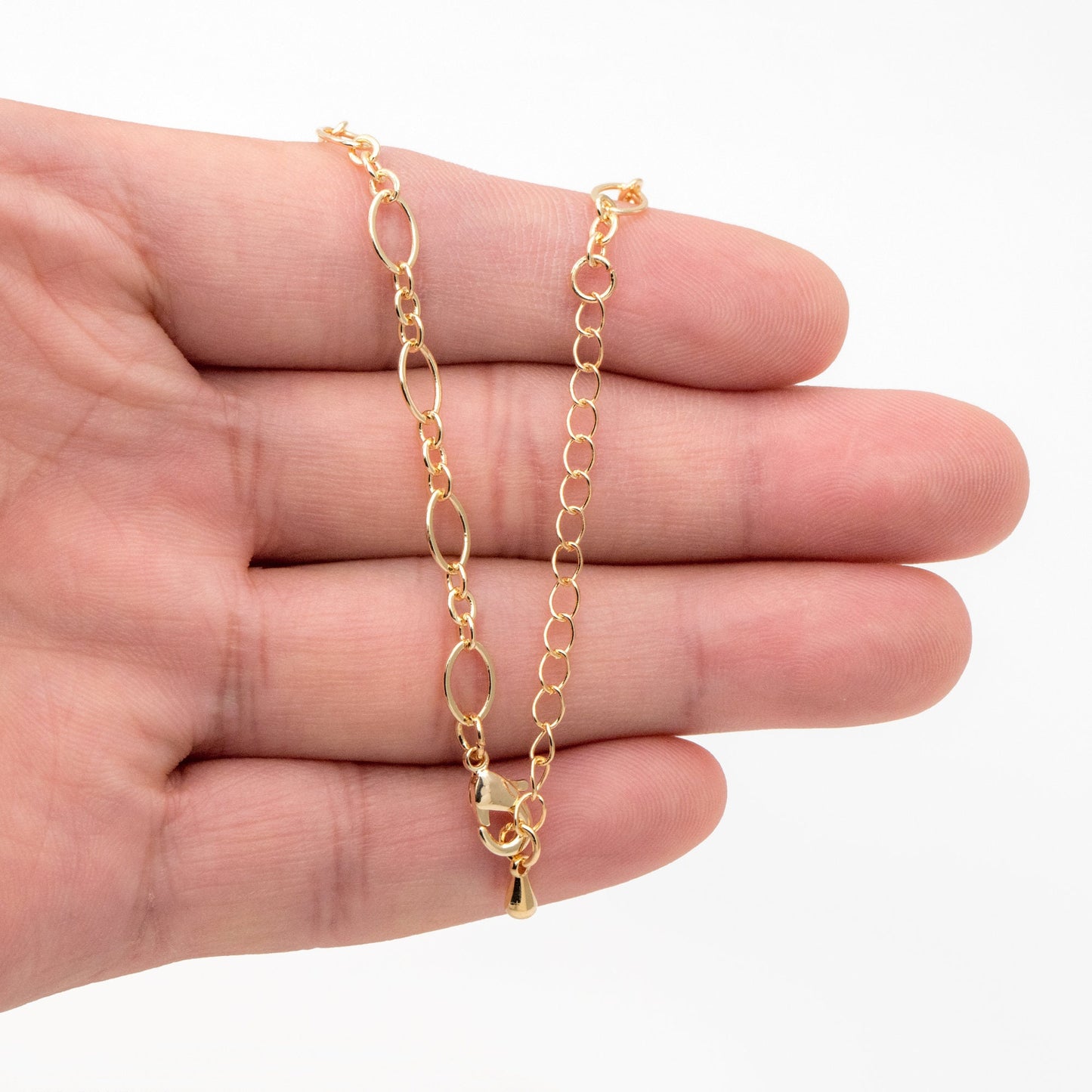 Dainty Gold Oval Link Chains, Finished Bracelet/ Anklet/ Necklace with Extender Chain, Ready to Wear (#LK-286)