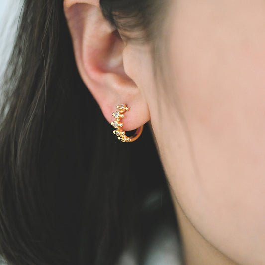 4pcs CZ Pave Hoop Earrings, Hoop Earrings, Dainty Huggie Earrings, Minimalist Earring, Small Gold Hoops Earring (GB-3894-C)