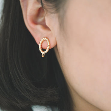 10pcs Gold Twist Oval Hoop Ear Posts, Oval Circle Stud Earrings, DIY Earring Findings (GB-3547)
