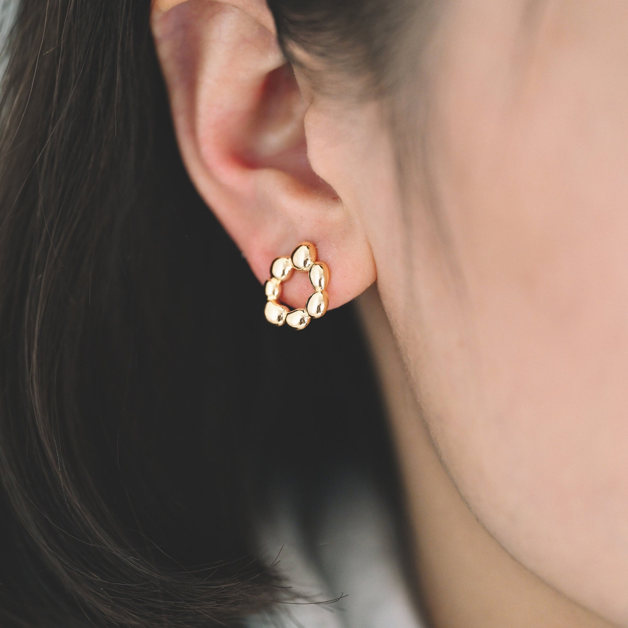 10pcs Gold Irregularity Circle Earrings, Minimalist Stud Earrings, Jewelry Supplies (GB-3548)