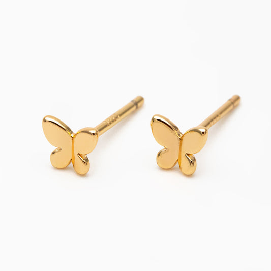 10pcs Gold/ Silver Tiny Butterfly Earrings, Gold/ Rhodium plated Brass, Minimalist Butterfly Ear Studs (GB-4217-C)