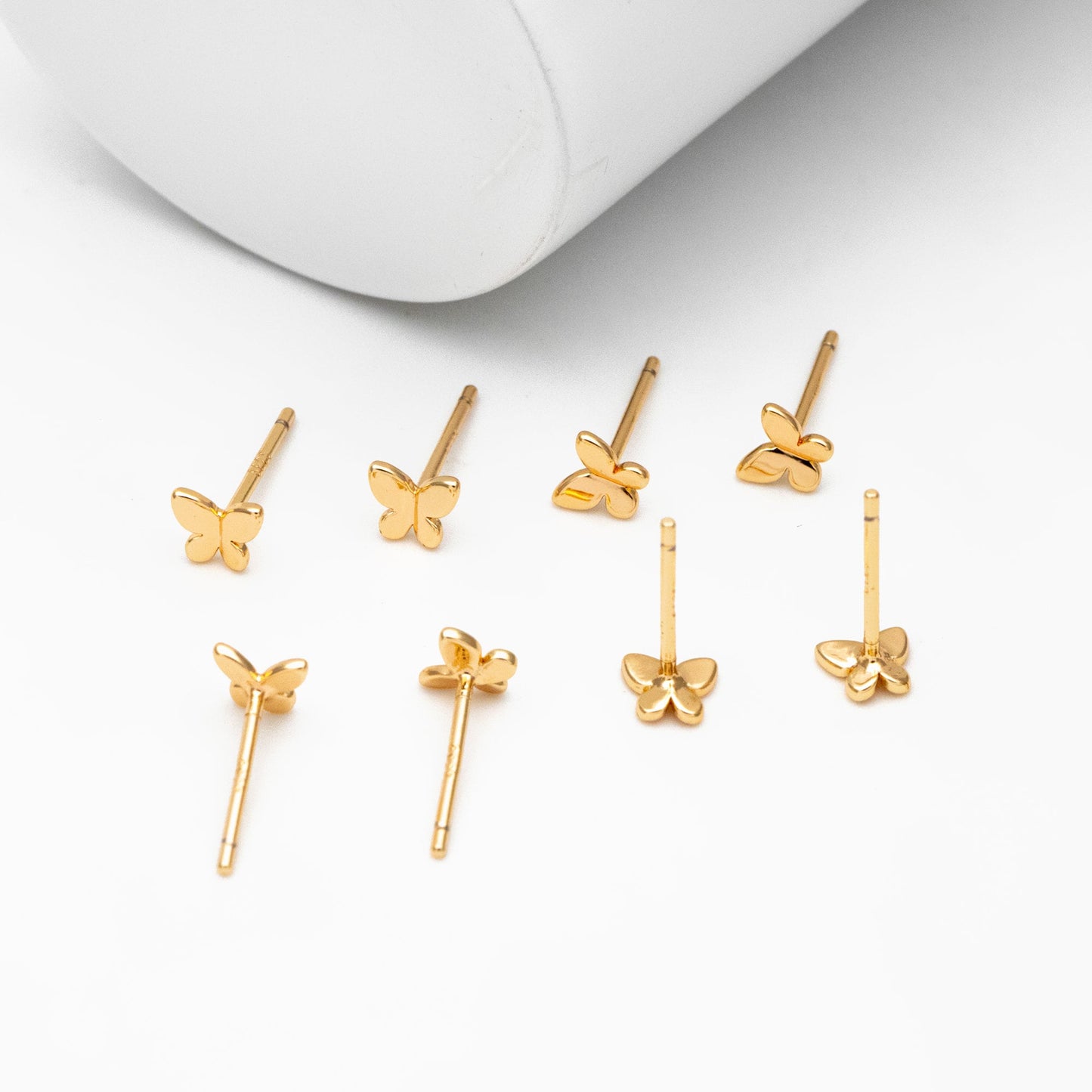 10pcs Gold/ Silver Tiny Butterfly Earrings, Gold/ Rhodium plated Brass, Minimalist Butterfly Ear Studs (GB-4217)