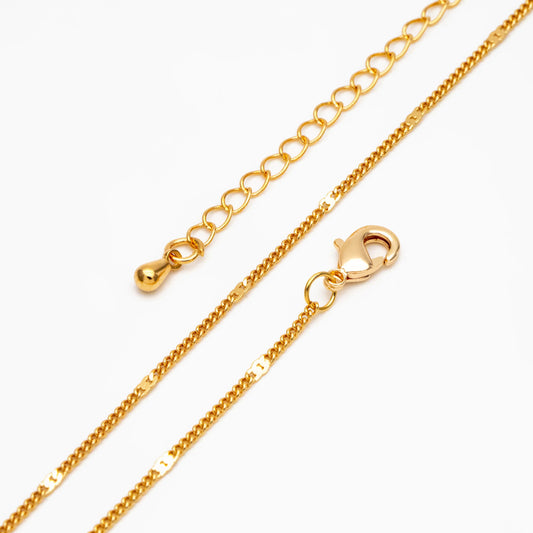 Dainty Gold/ Silver Curb Chains 1.3mm, Finished Bracelet/ Anklet/ Necklace with Adjustable Extender, Ready to Wear (#LK-128)