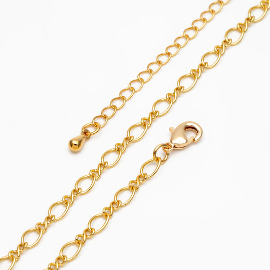 Dainty Gold Figaro Chains 3.5mm, Finished Bracelet/ Anklet/ Necklace with Extender Chain, Ready to Wear (#LK-151)