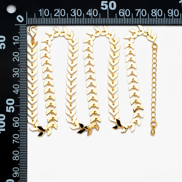 Gold/ Silver/ Rose Gold Flat Chevron Chain 6.3mm, Finished Bracelet/ Anklet/ Necklace with Extender Chain, Ready to Wear (#LK-156)