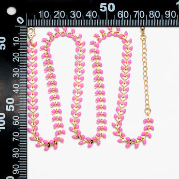 Gold Enamel Chevron Chain 6.3mm, Finished Bracelet/ Anklet/ Necklace with Extender Chain, 16-18 inch Adjustable, Ready to Wear (#LK-160)