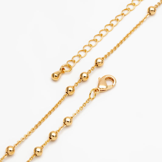 Gold/ Silver/ Rose Gold Beaded Chains, Finished Bracelet/ Anklet/ Necklace with Extender Chain, Ready to Wear (#LK-165)