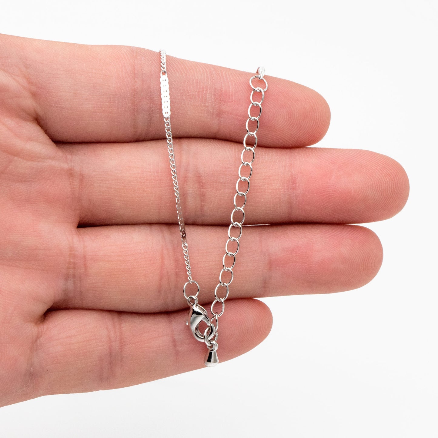 Dainty Gold/ Silver tone Flat Link Chains, Finished Bracelet/ Anklet/ Necklace with Extender Chain, Ready to Wear (#LK-177)