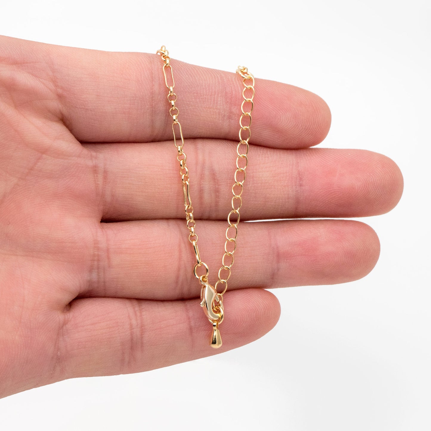 Gold Figaro Chain Necklace, Finished Bracelet/ Anklet/ Necklace with Adjustable Extender, Ready to Wear (#LK-235-1)